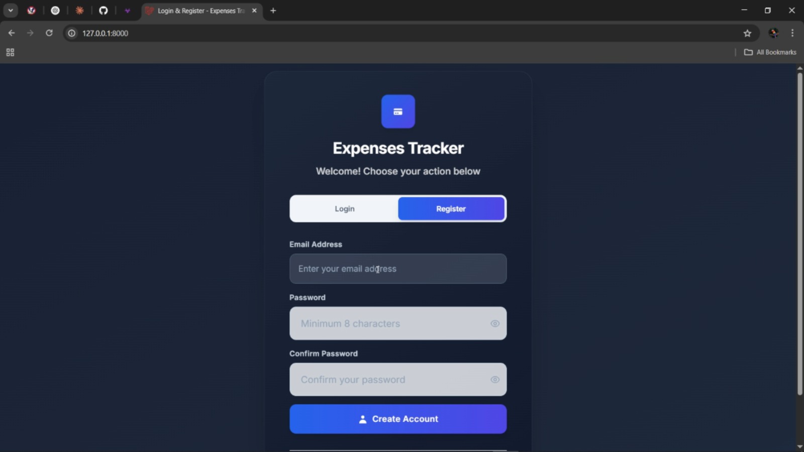 ExpensesTracker Web - Signup Page